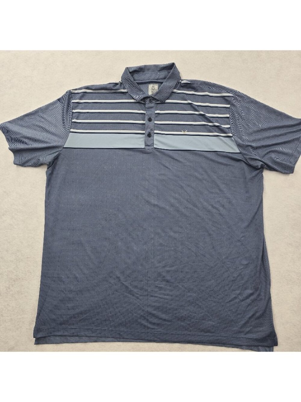 Callaway Opti-Dri Performance Golf Polo Shirt XXL Blue White Logo Outdoor EUC